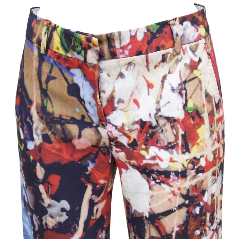 SPORTMAX Pant Pants Trouser Straight Leg Abstract Pattern Print Red Black Sz M - Picture 5 of 10